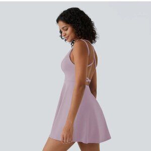 Crisscross Backless Flare Mini Slip Dance Active Dress